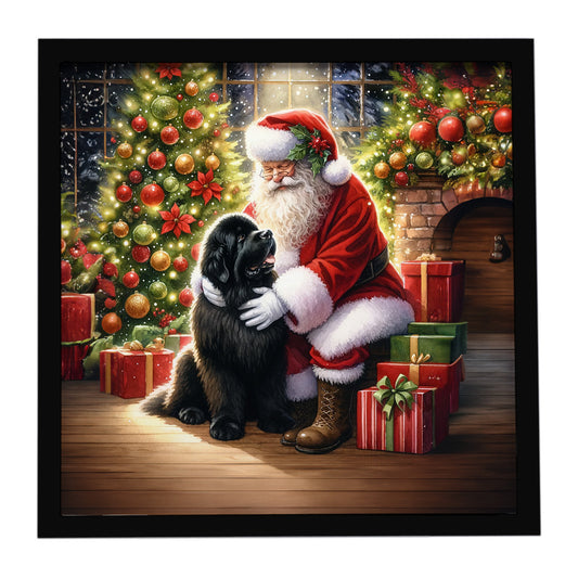 Buy this Newfoundland and Santa Claus Framed Metal Print