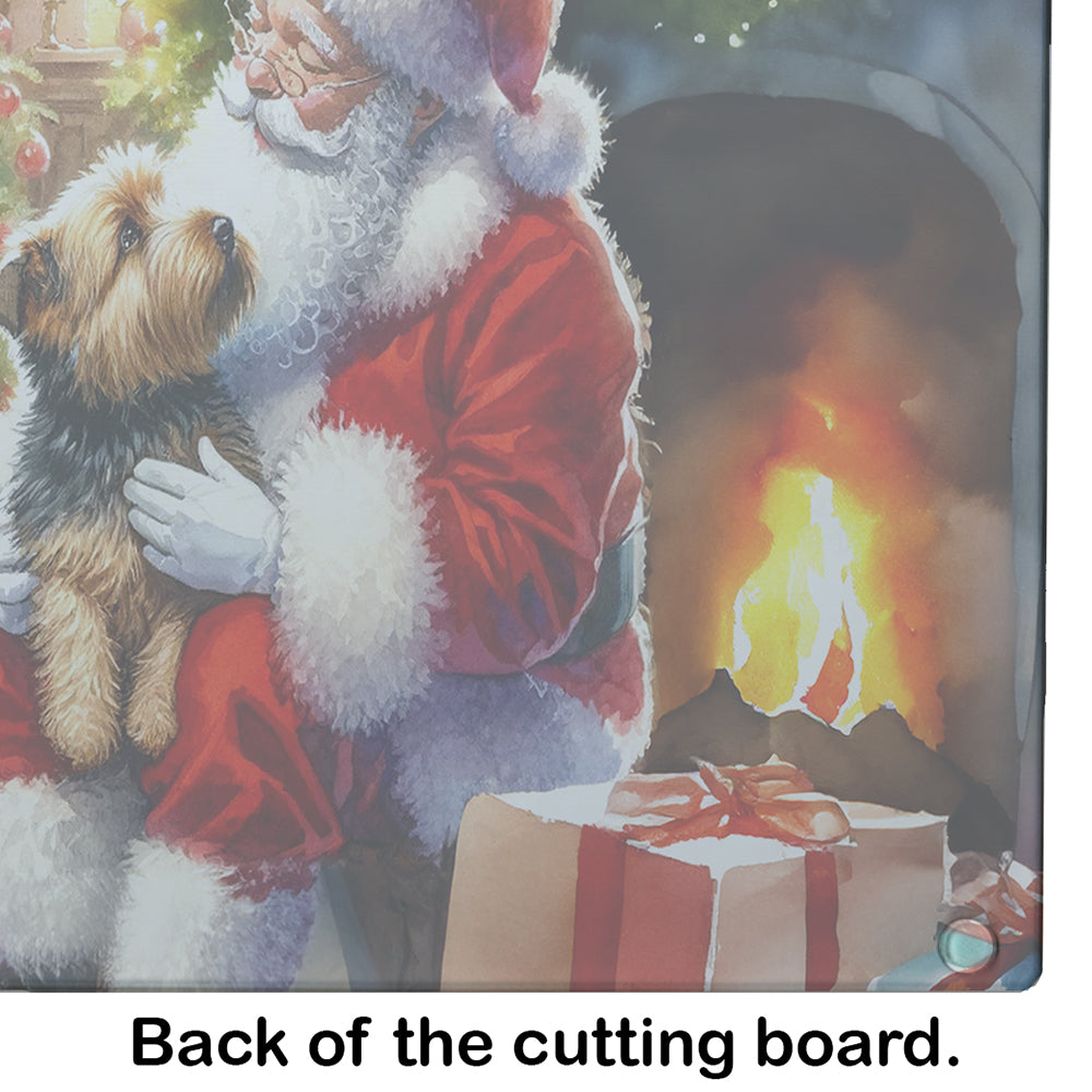 Norfolk Terrier and Santa Claus Glass Cutting Board