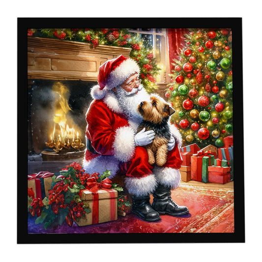 Buy this Norfolk Terrier and Santa Claus Framed Metal Print