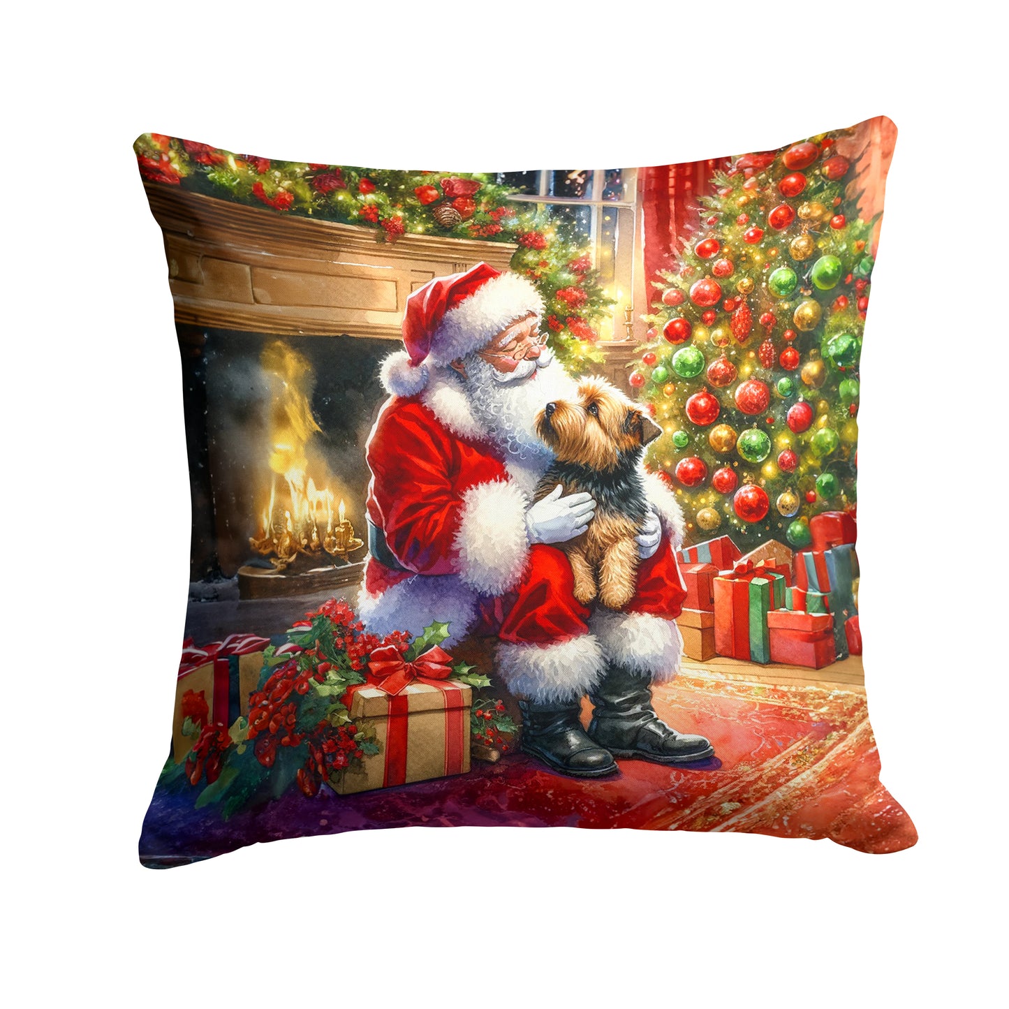 Buy this Norfolk Terrier and Santa Claus Throw Pillow