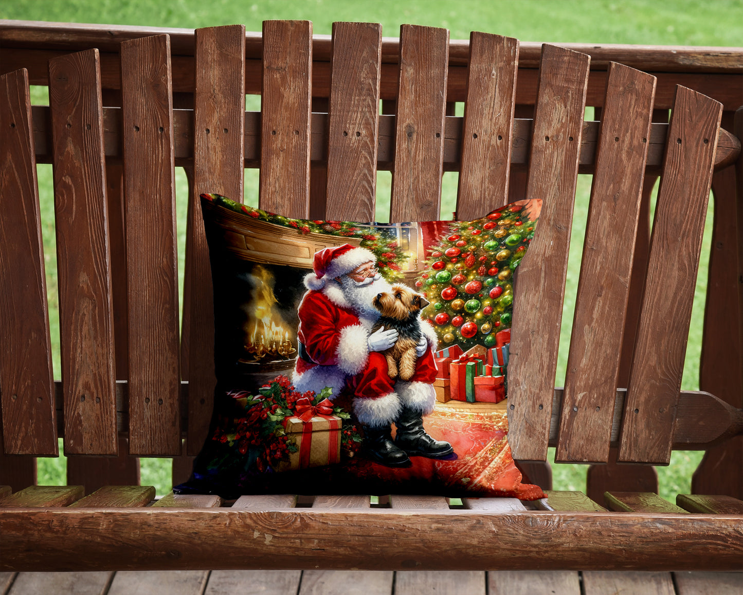 Norfolk Terrier and Santa Claus Throw Pillow