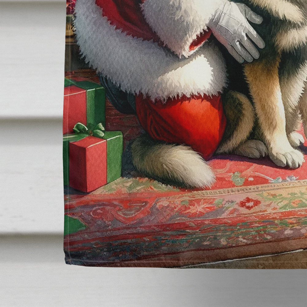 Norwegian Elkhound and Santa Claus House Flag