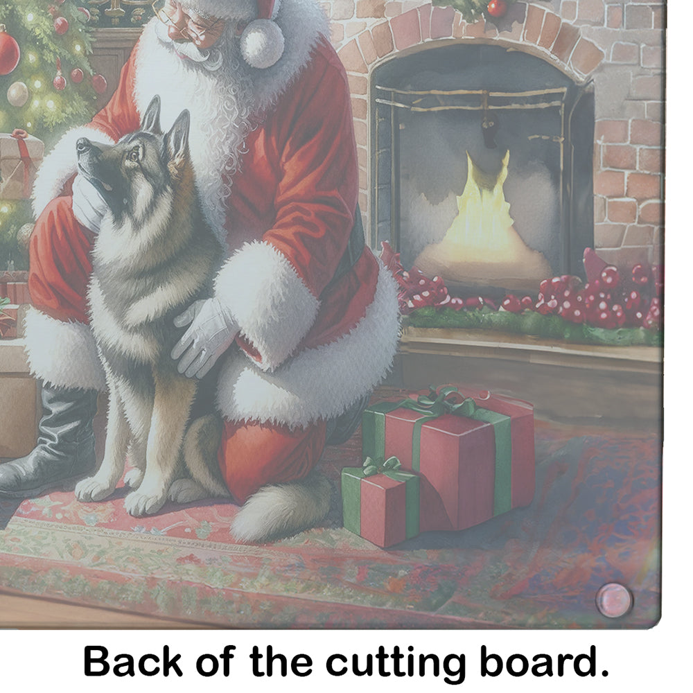 Norwegian Elkhound and Santa Claus Glass Cutting Board