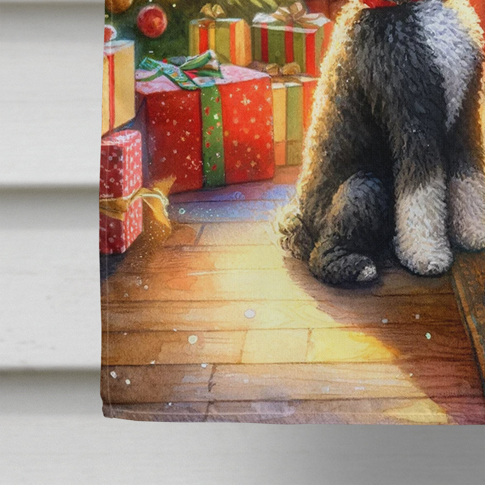 Portuguese Water Dog and Santa Claus House Flag