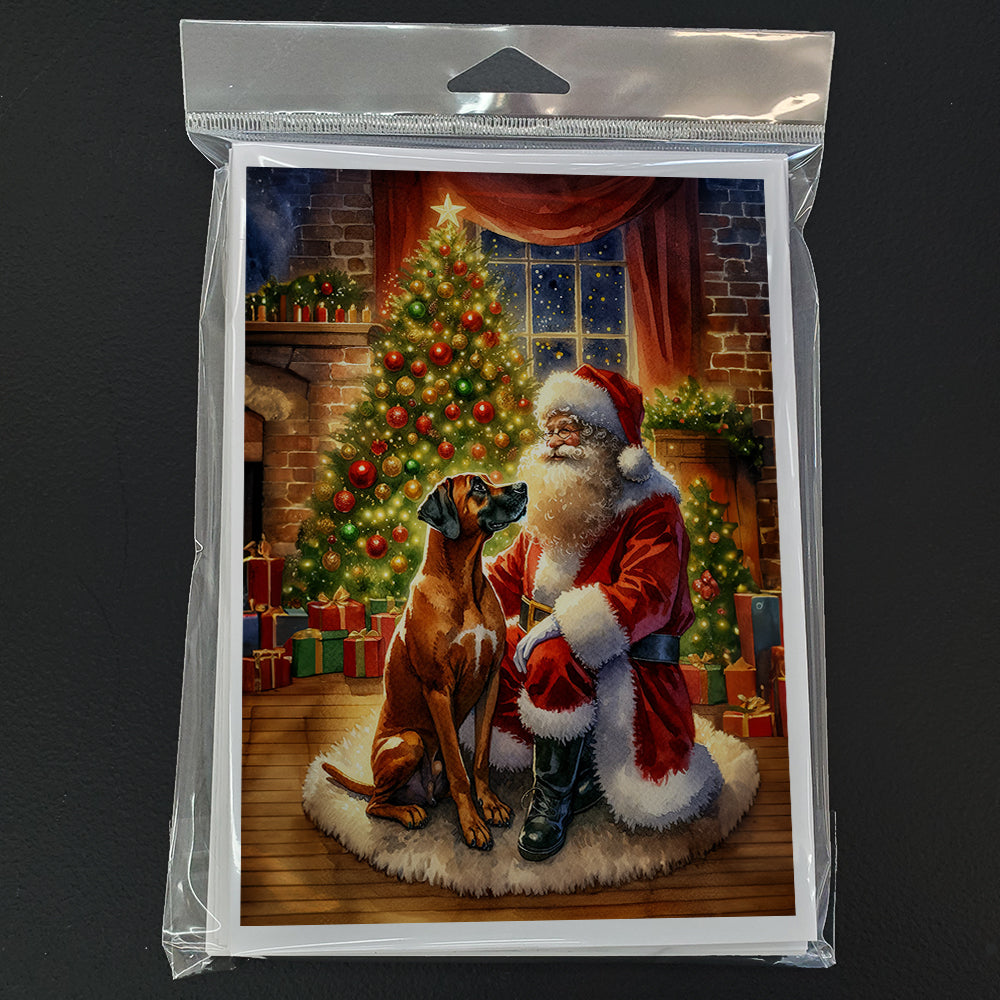 Rhodesian Ridgeback and Santa Claus Greeting Cards Pack of 8