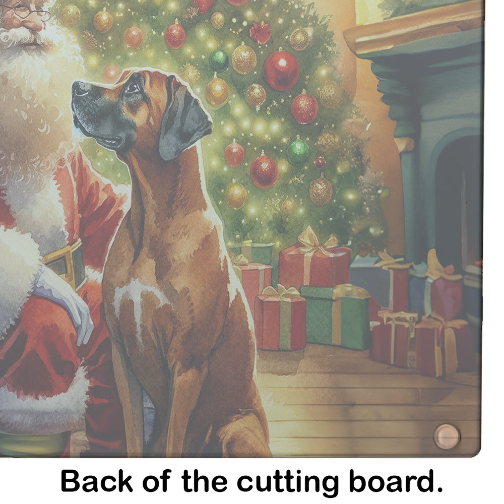 Rhodesian Ridgeback and Santa Claus Glass Cutting Board