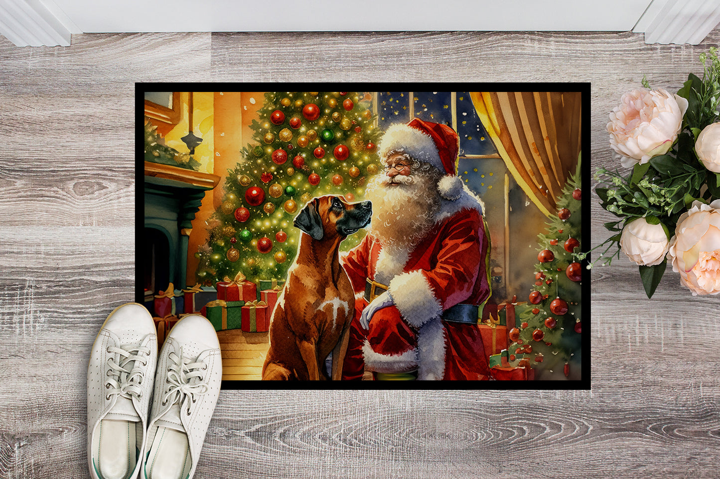 Rhodesian Ridgeback and Santa Claus Doormat