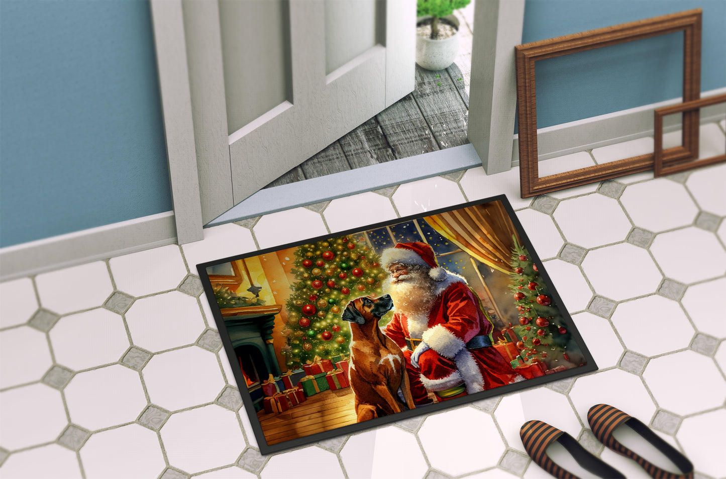 Rhodesian Ridgeback and Santa Claus Doormat