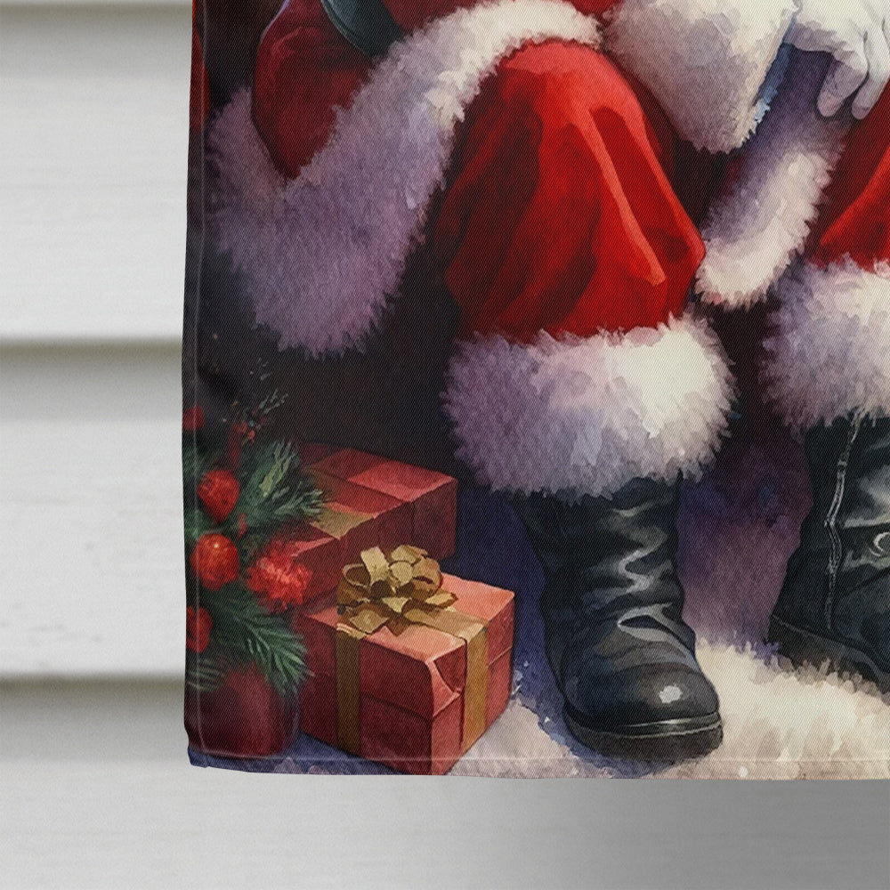 Rottweiler and Santa Claus House Flag