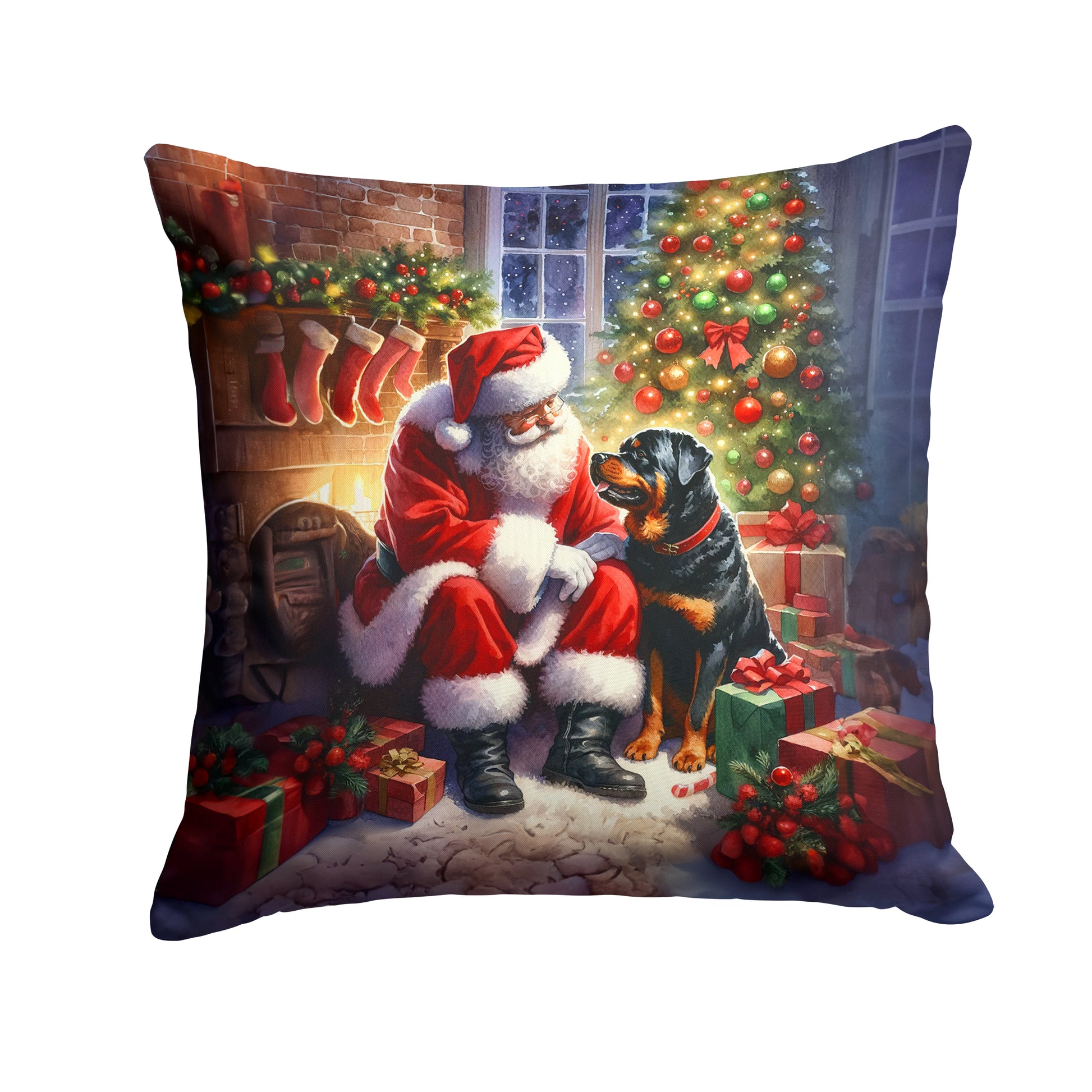 Buy this Rottweiler and Santa Claus Throw Pillow