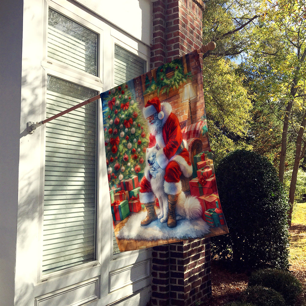 Samoyed and Santa Claus House Flag