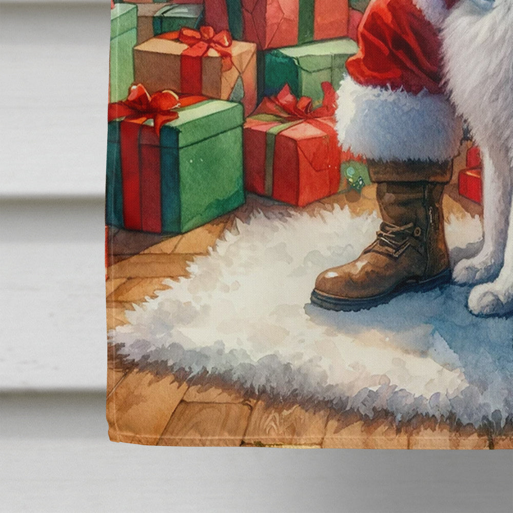 Samoyed and Santa Claus House Flag