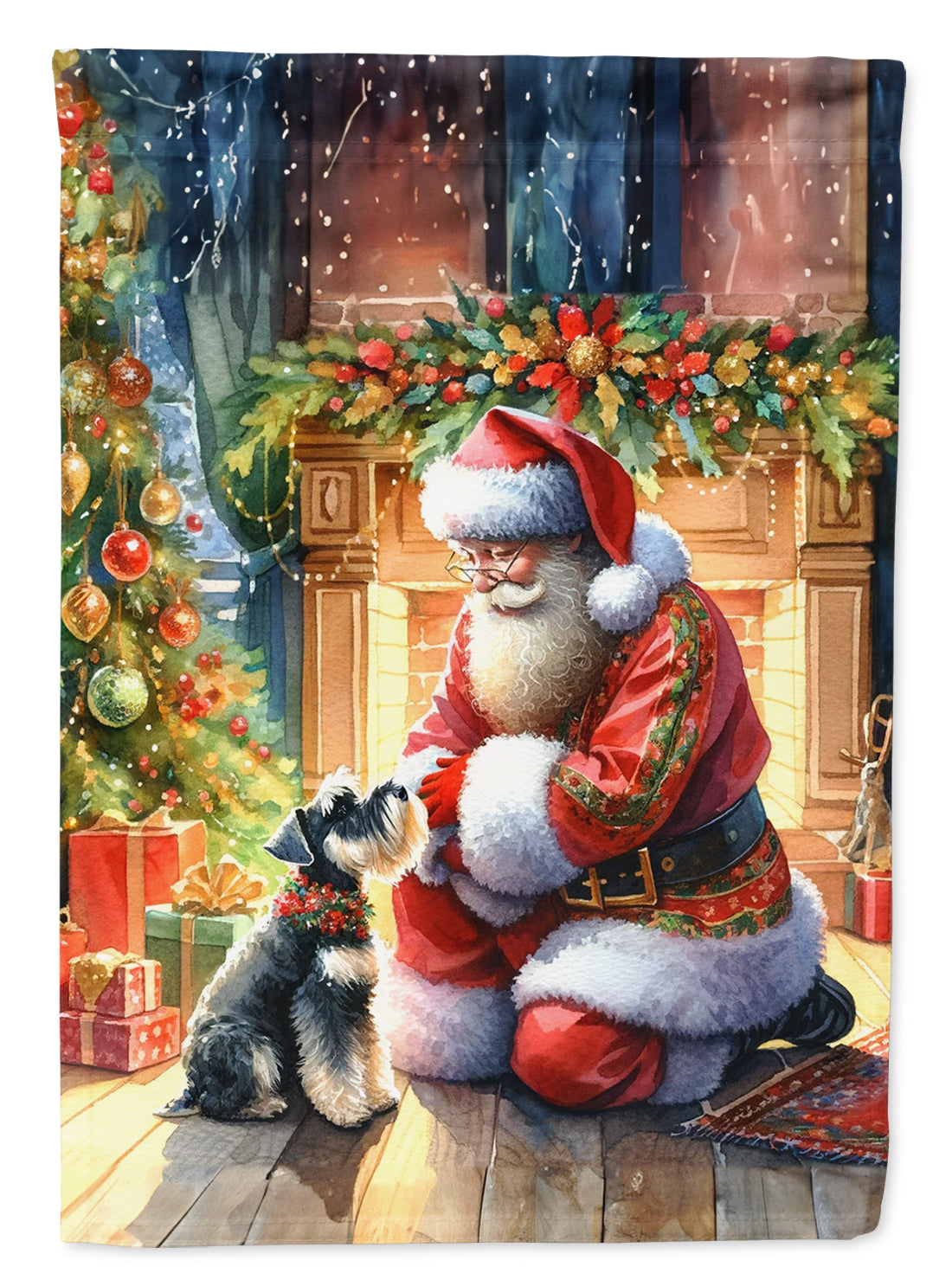 Buy this Schnauzer and Santa Claus House Flag