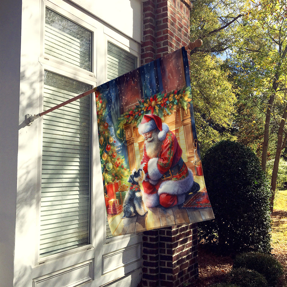 Schnauzer and Santa Claus House Flag