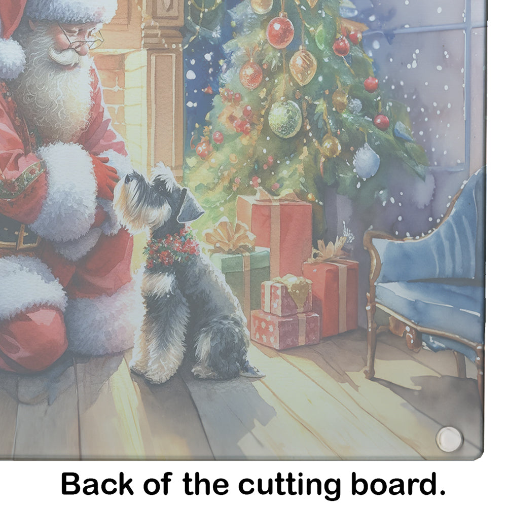 Schnauzer and Santa Claus Glass Cutting Board