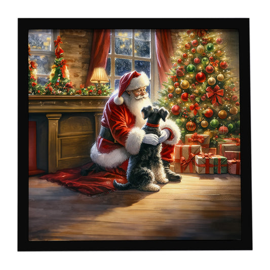 Buy this Schnauzer and Santa Claus Framed Metal Print