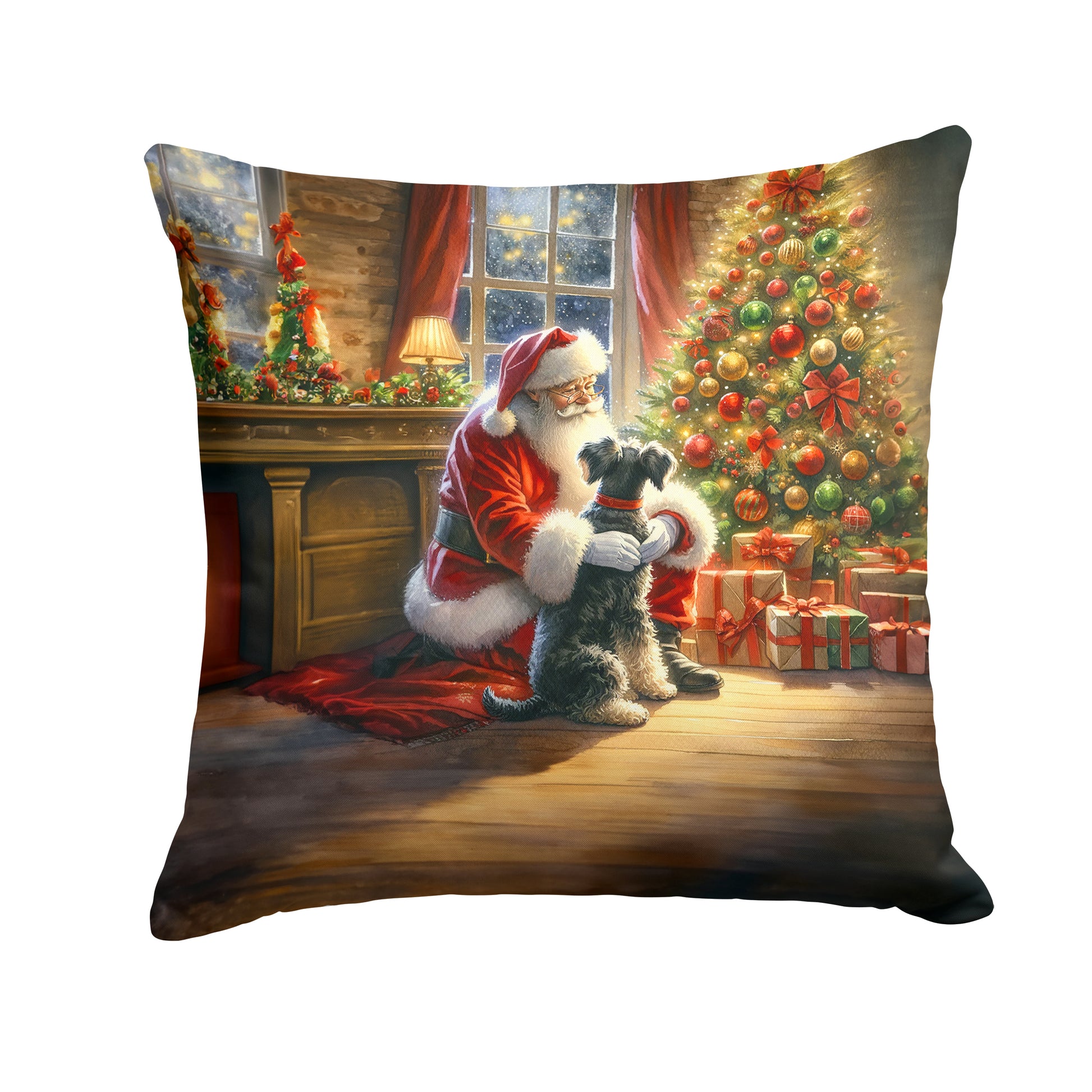 Buy this Schnauzer and Santa Claus Throw Pillow