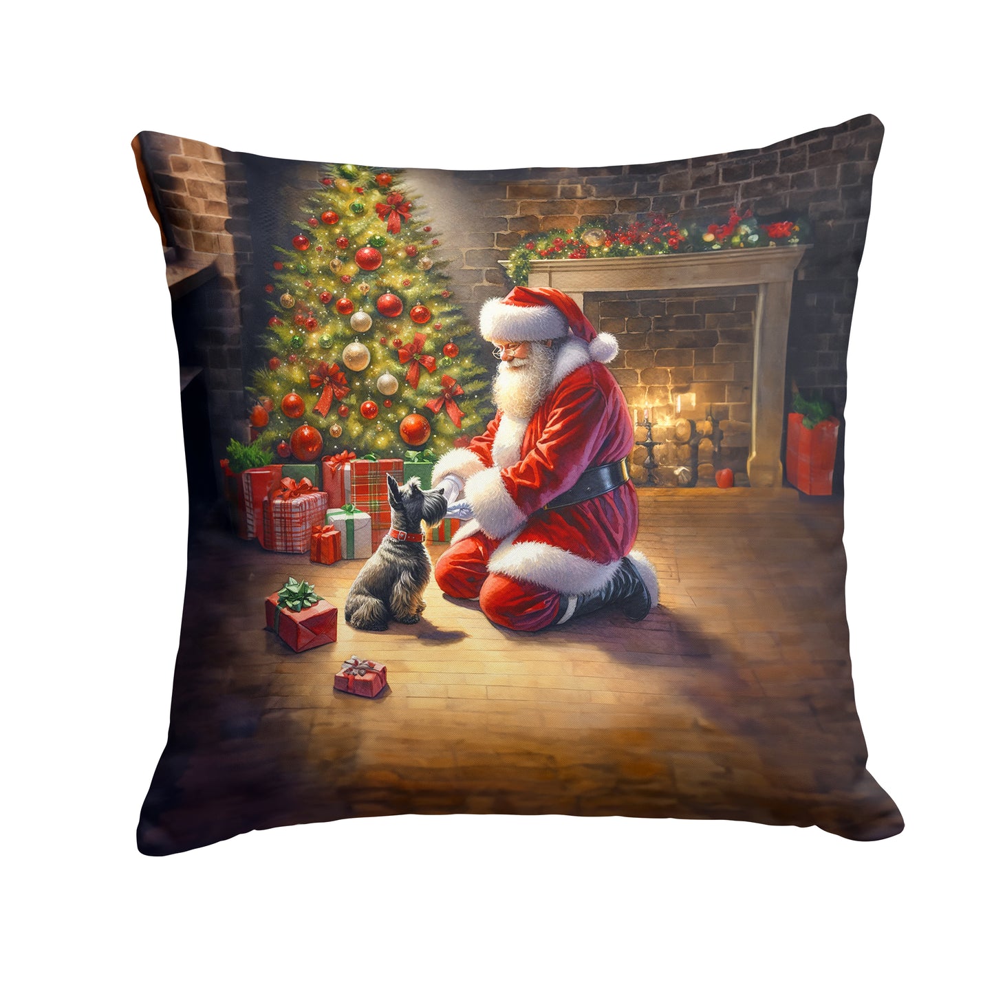 Buy this Scottish Terrier and Santa Claus Throw Pillow