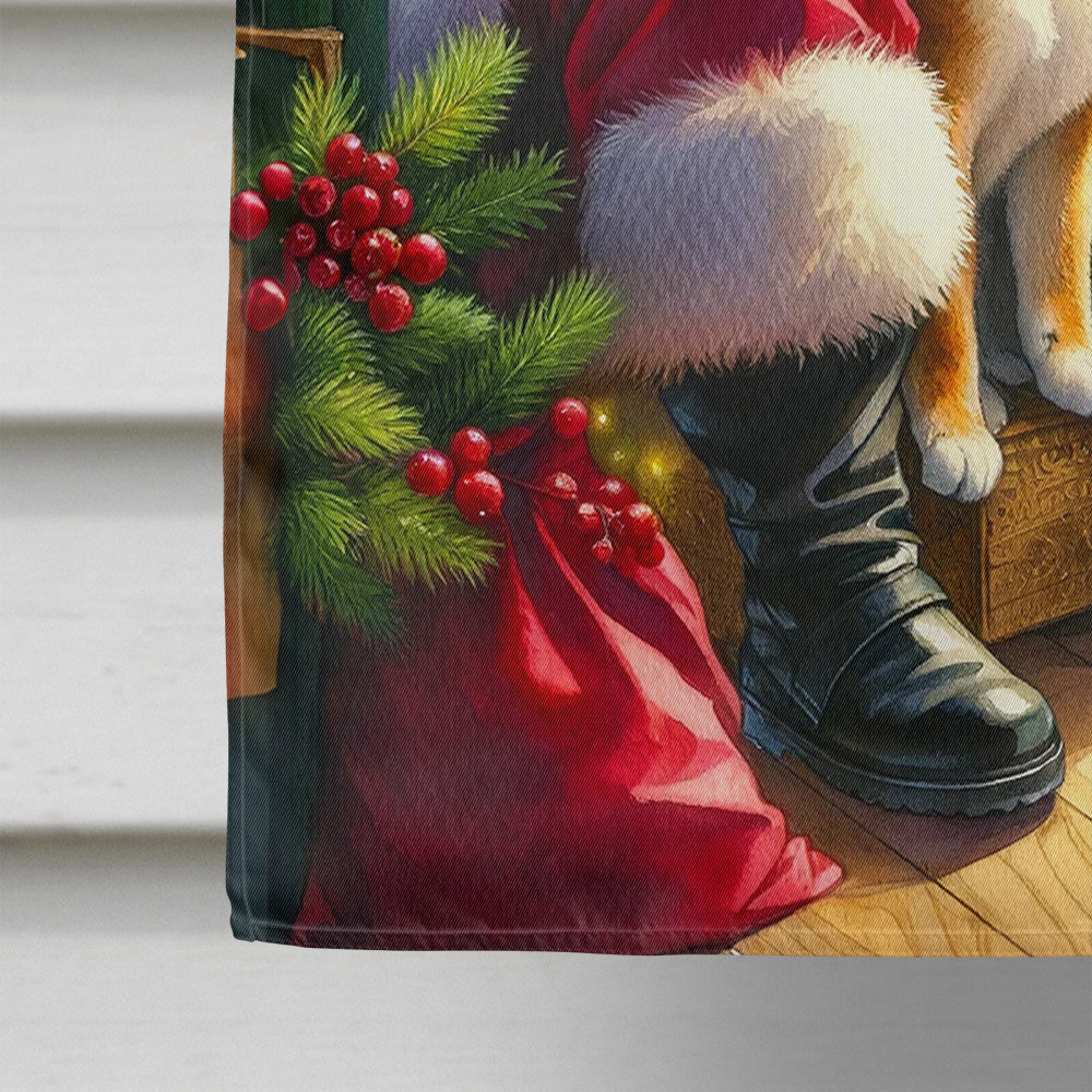 Shiba Inu and Santa Claus House Flag