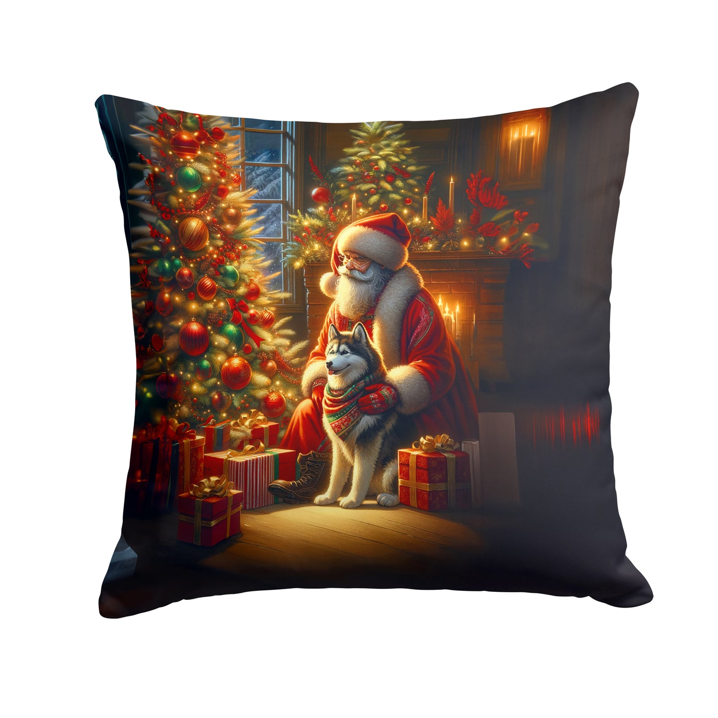 Buy this Siberian Husky and Santa Claus Throw Pillow