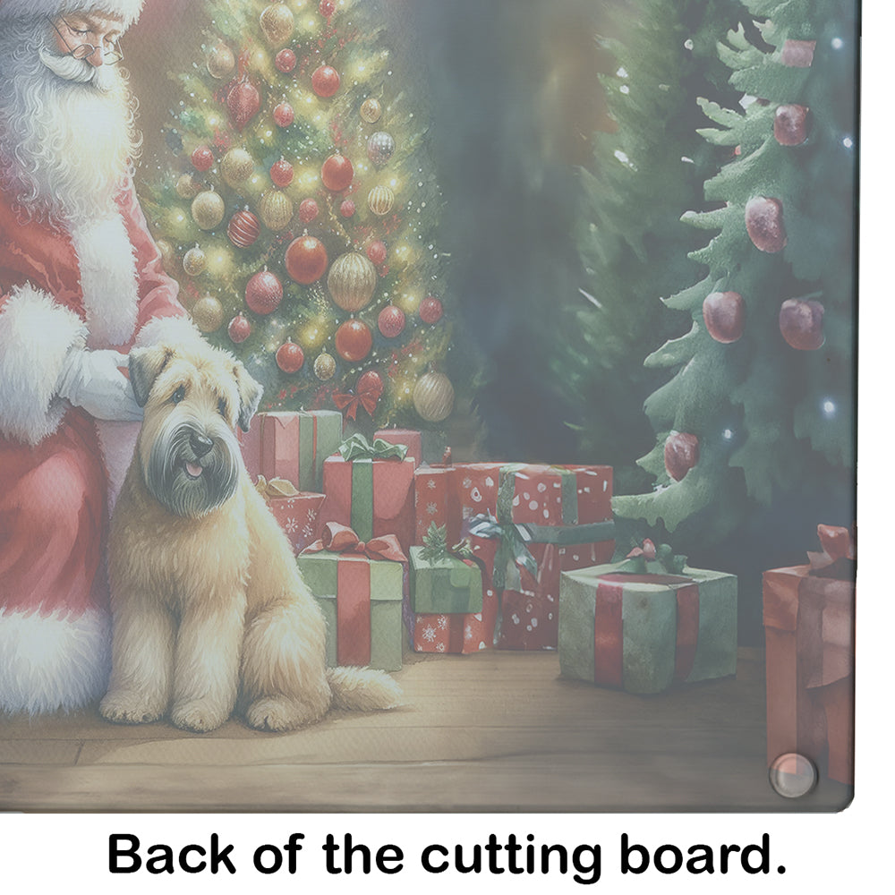 Wheaten Terrier and Santa Claus Glass Cutting Board