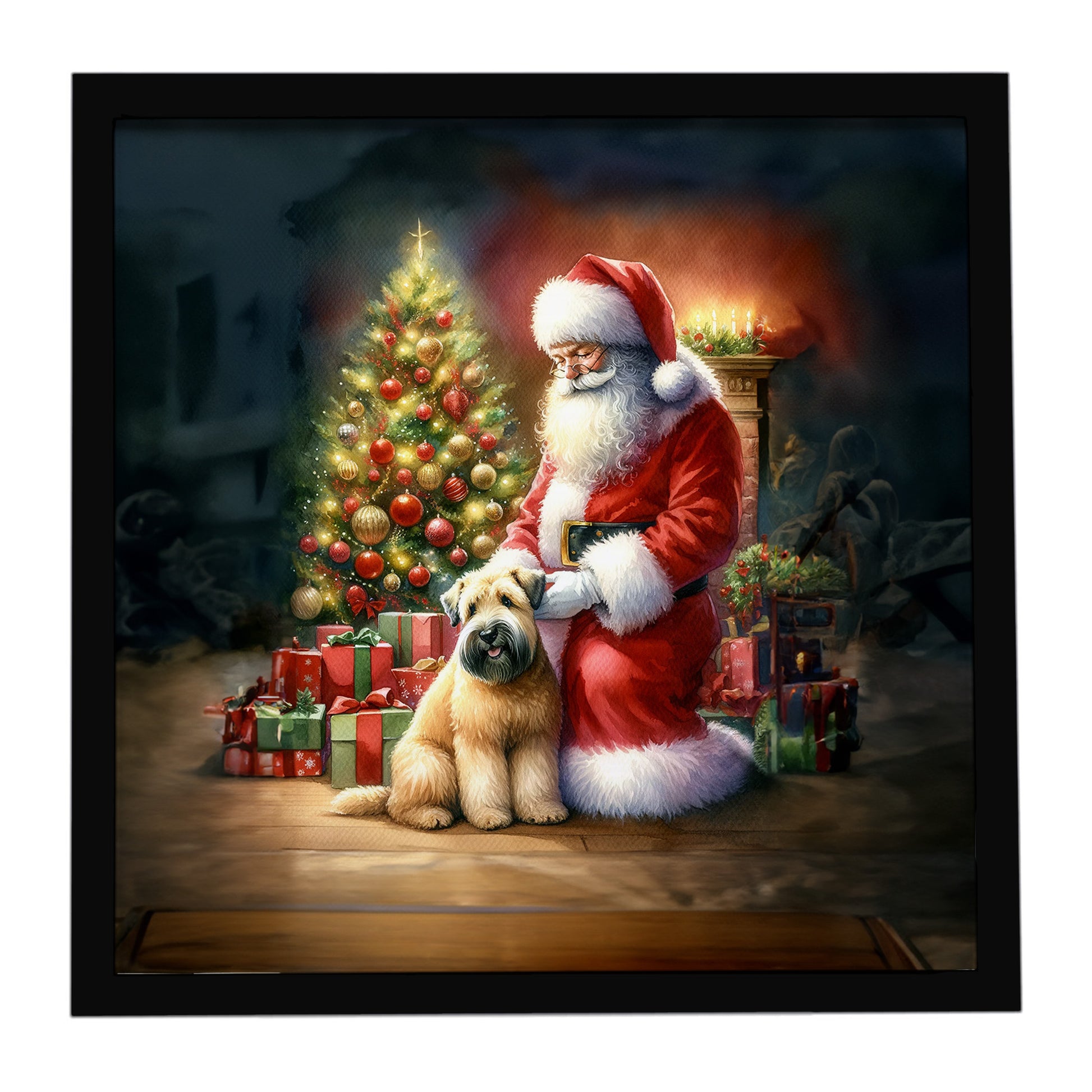 Buy this Wheaten Terrier and Santa Claus Framed Metal Print