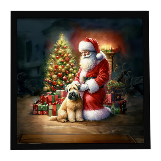 Buy this Wheaten Terrier and Santa Claus Framed Metal Print