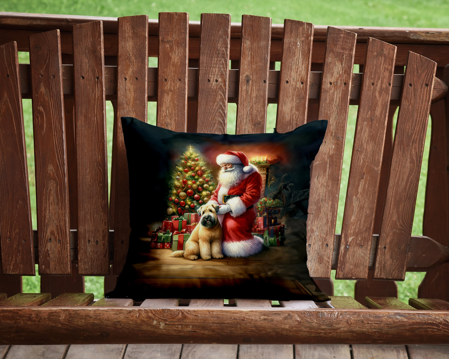 Wheaten Terrier and Santa Claus Throw Pillow