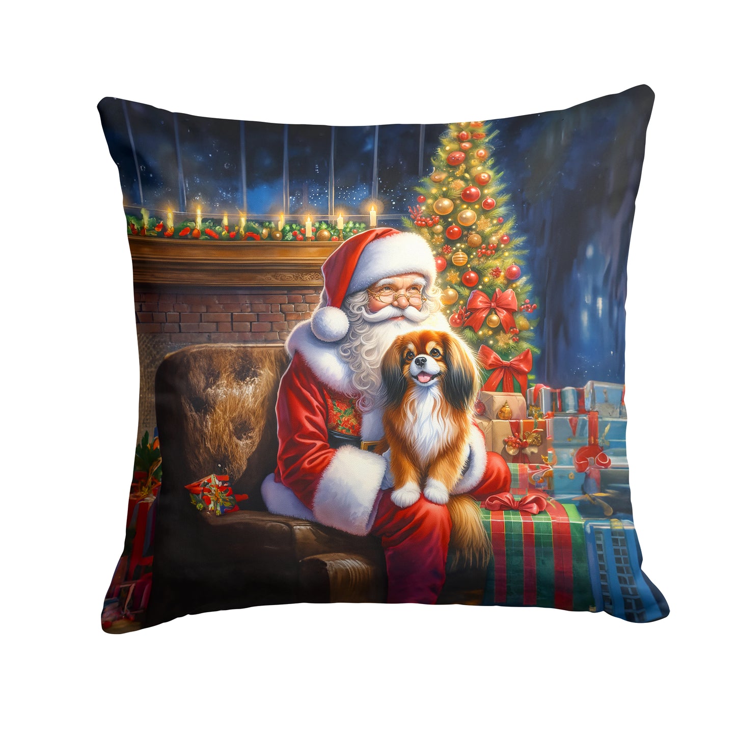 Buy this Tibetan Spaniel and Santa Claus Throw Pillow