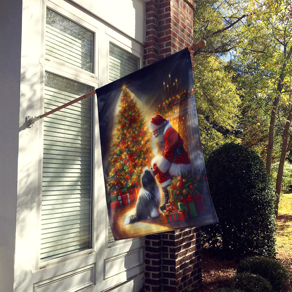 Tibetan Terrier and Santa Claus House Flag