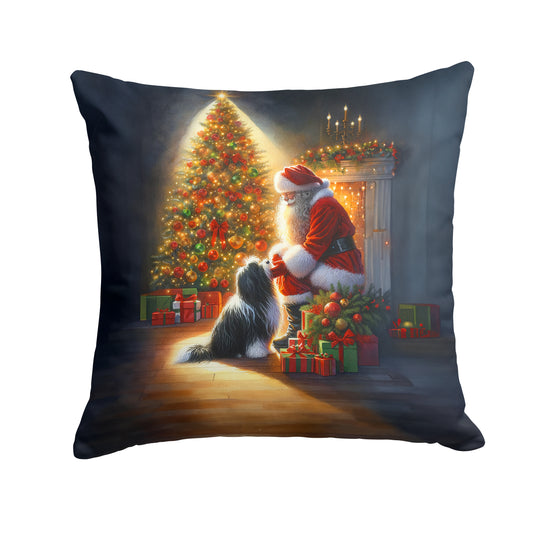 Buy this Tibetan Terrier and Santa Claus Throw Pillow