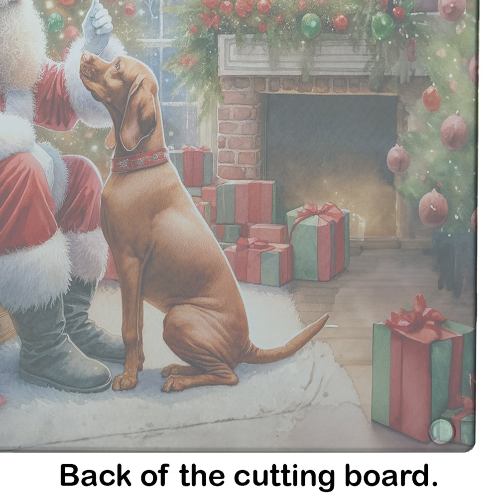 Vizsla and Santa Claus Glass Cutting Board