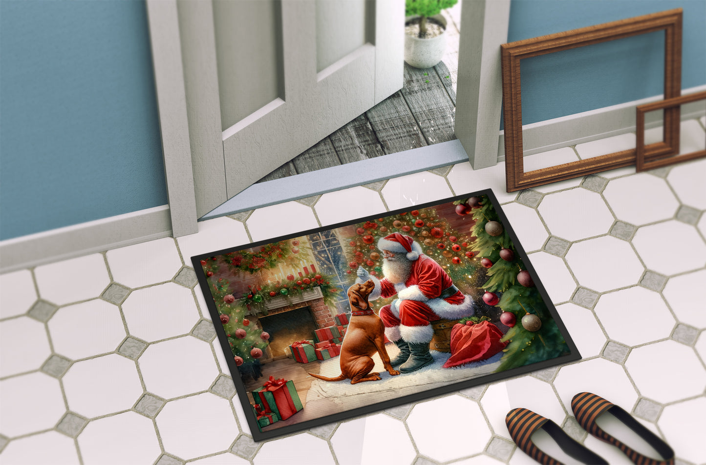 Vizsla and Santa Claus Doormat