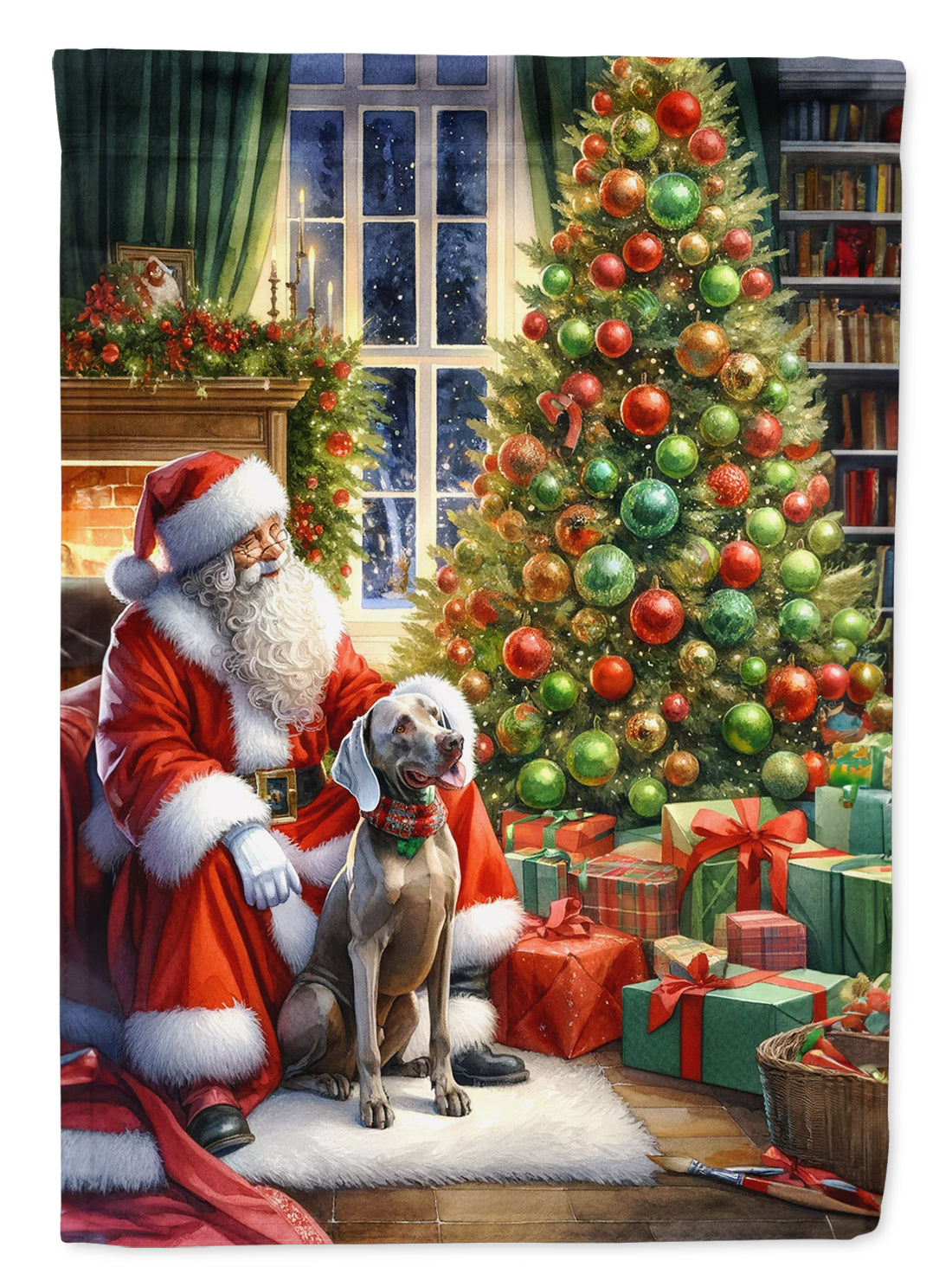 Buy this Weimaraner and Santa Claus Garden Flag