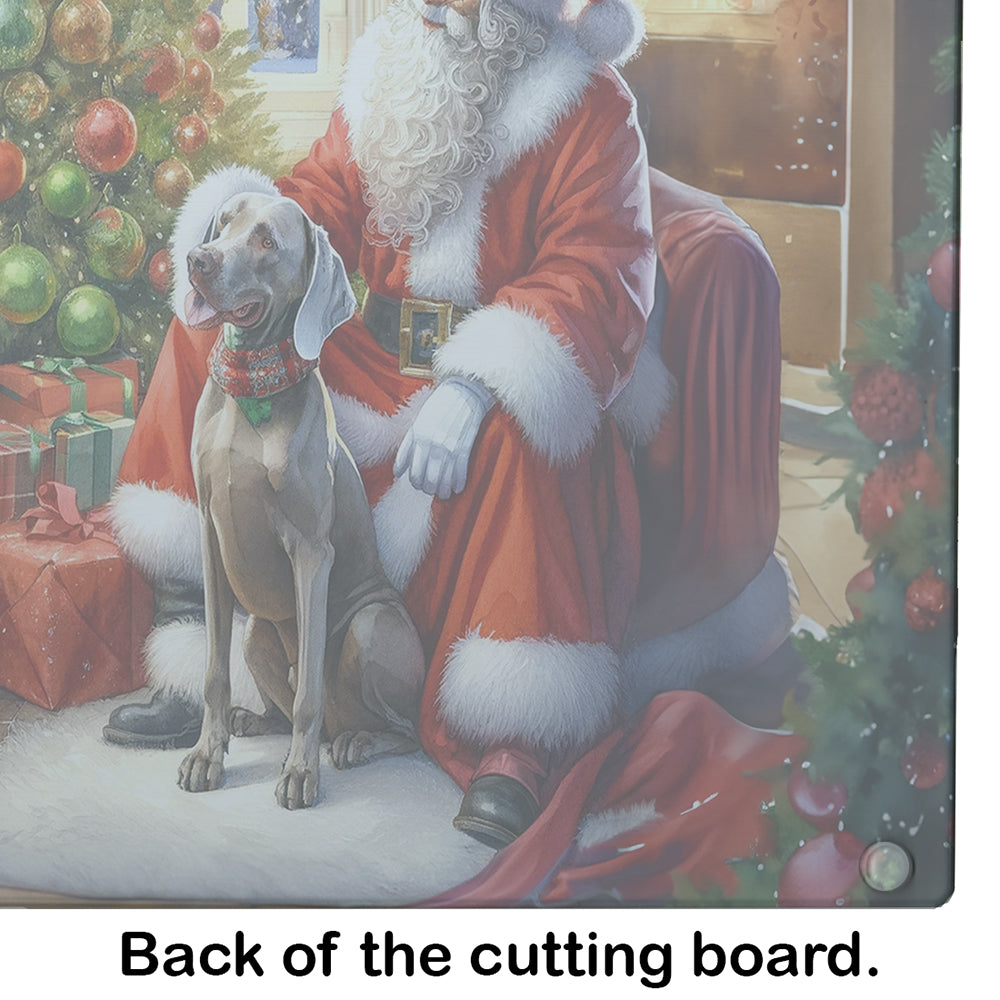 Weimaraner and Santa Claus Glass Cutting Board