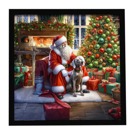 Buy this Weimaraner and Santa Claus Framed Metal Print