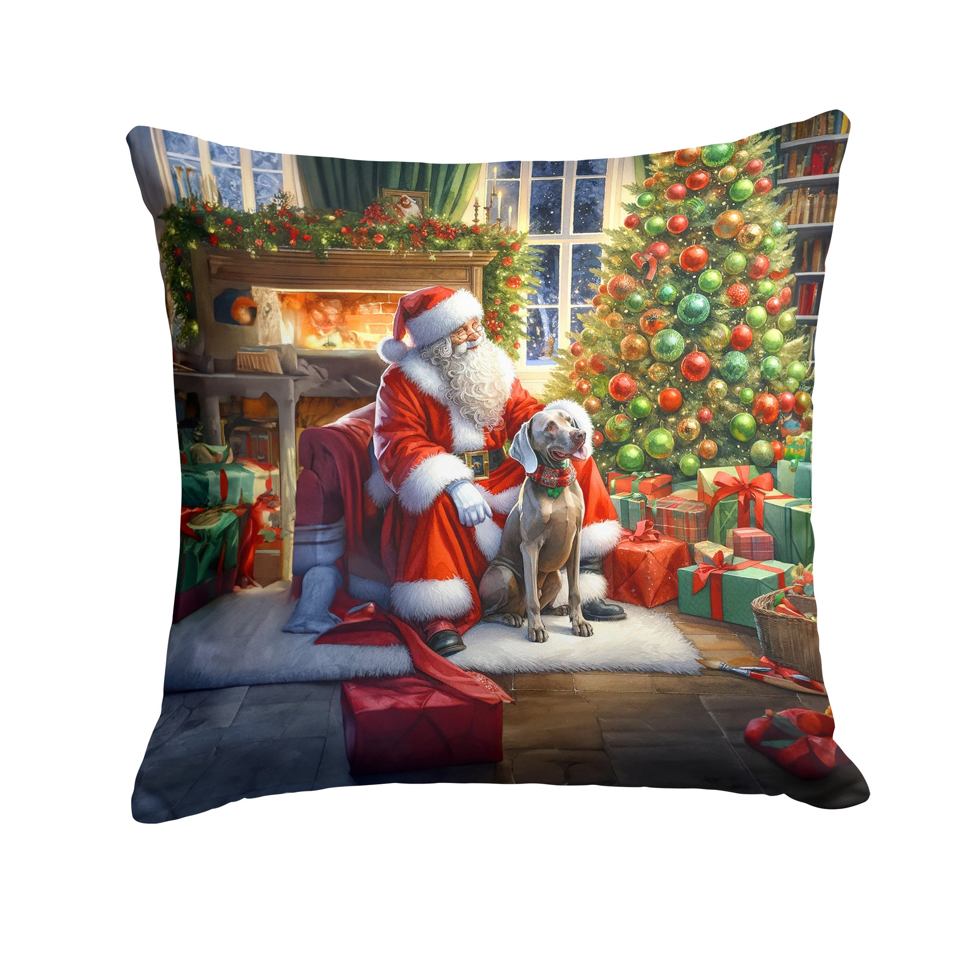 Buy this Weimaraner and Santa Claus Throw Pillow