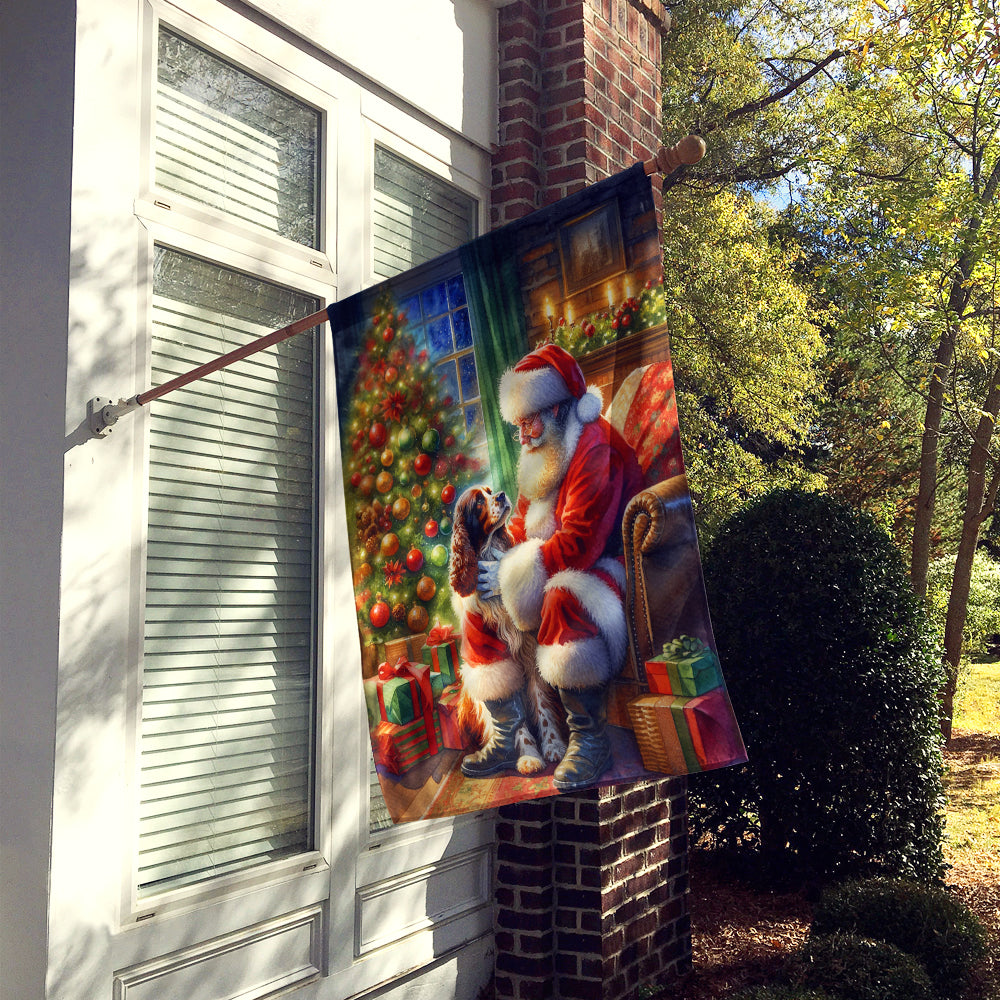 Welsh Springer Spaniel and Santa Claus House Flag