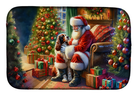 Buy this Welsh Springer Spaniel and Santa Claus Dish Drying Mat