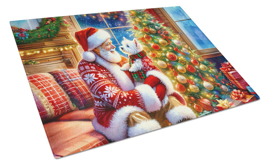 Buy this Westie and Santa Claus Glass Cutting Board