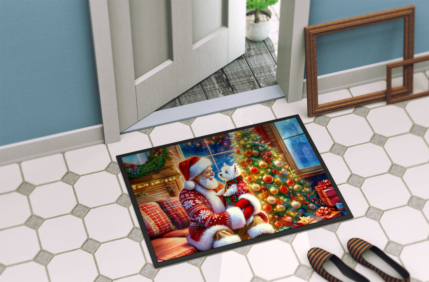 Westie and Santa Claus Doormat