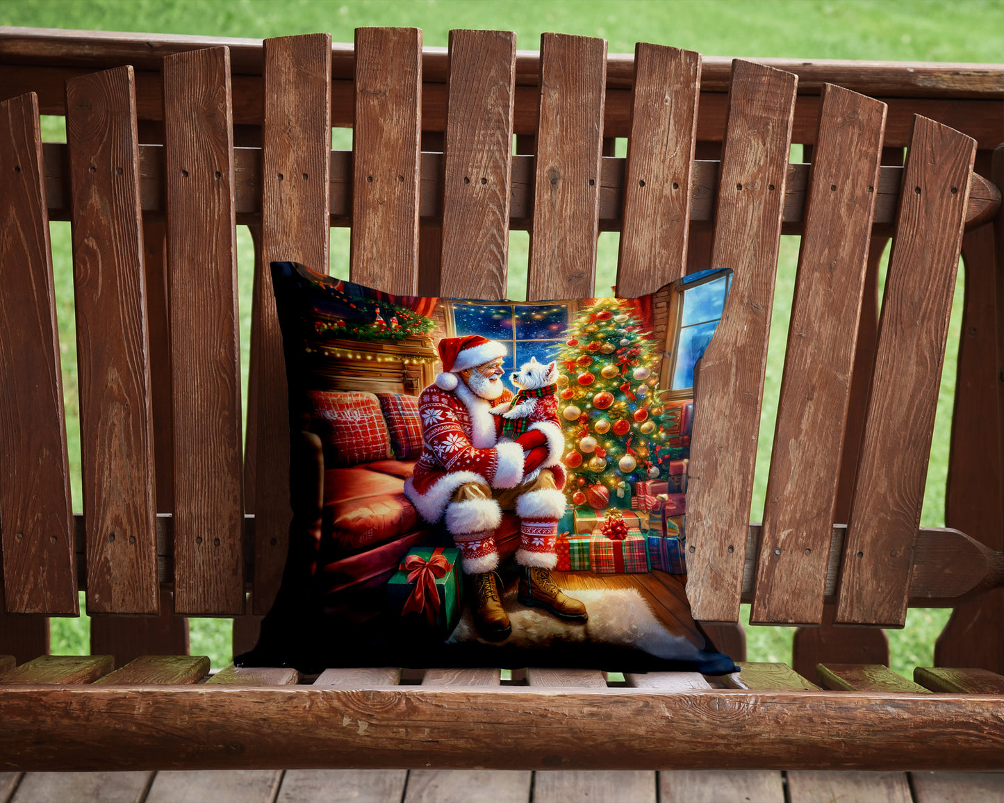 Westie and Santa Claus Throw Pillow