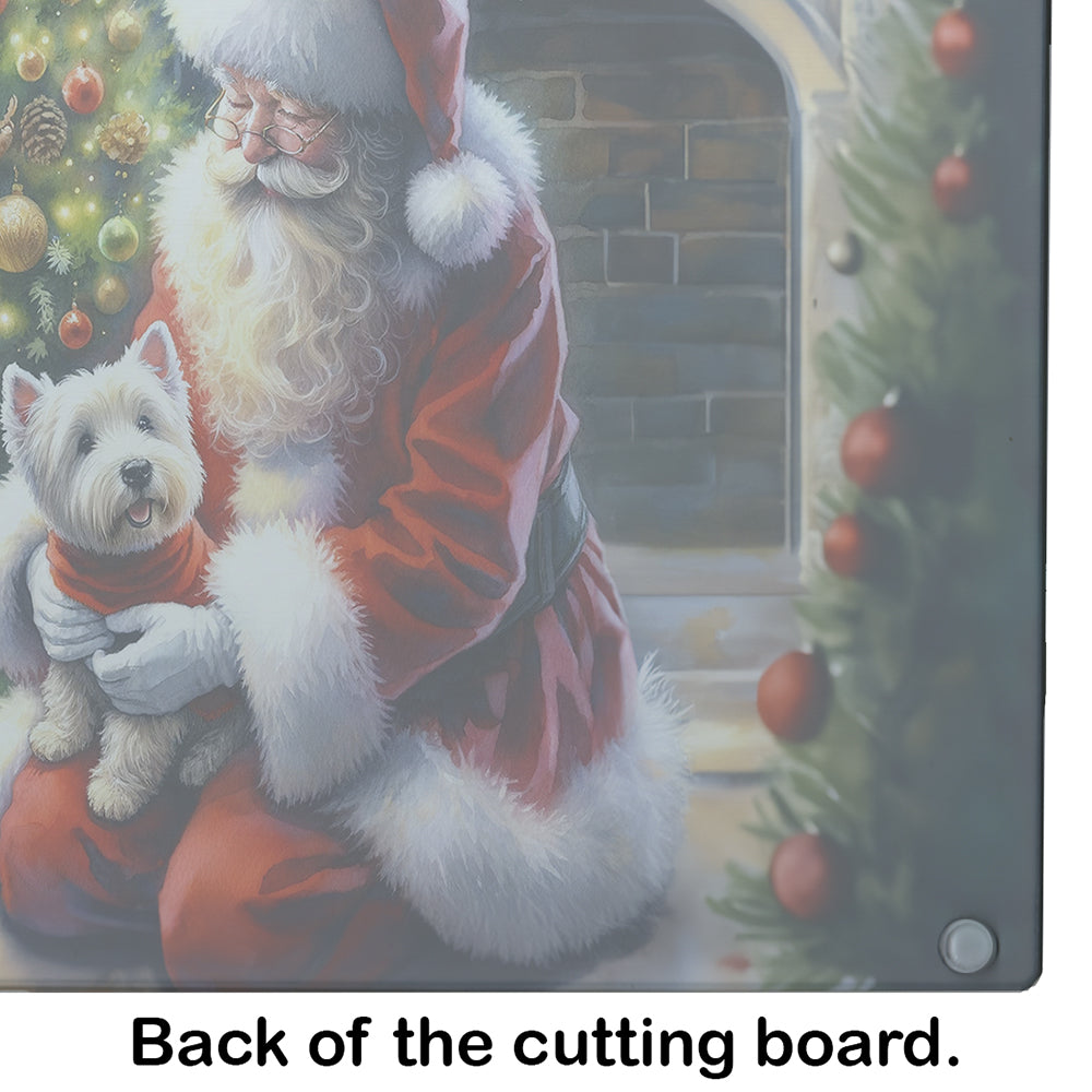 Westie and Santa Claus Glass Cutting Board