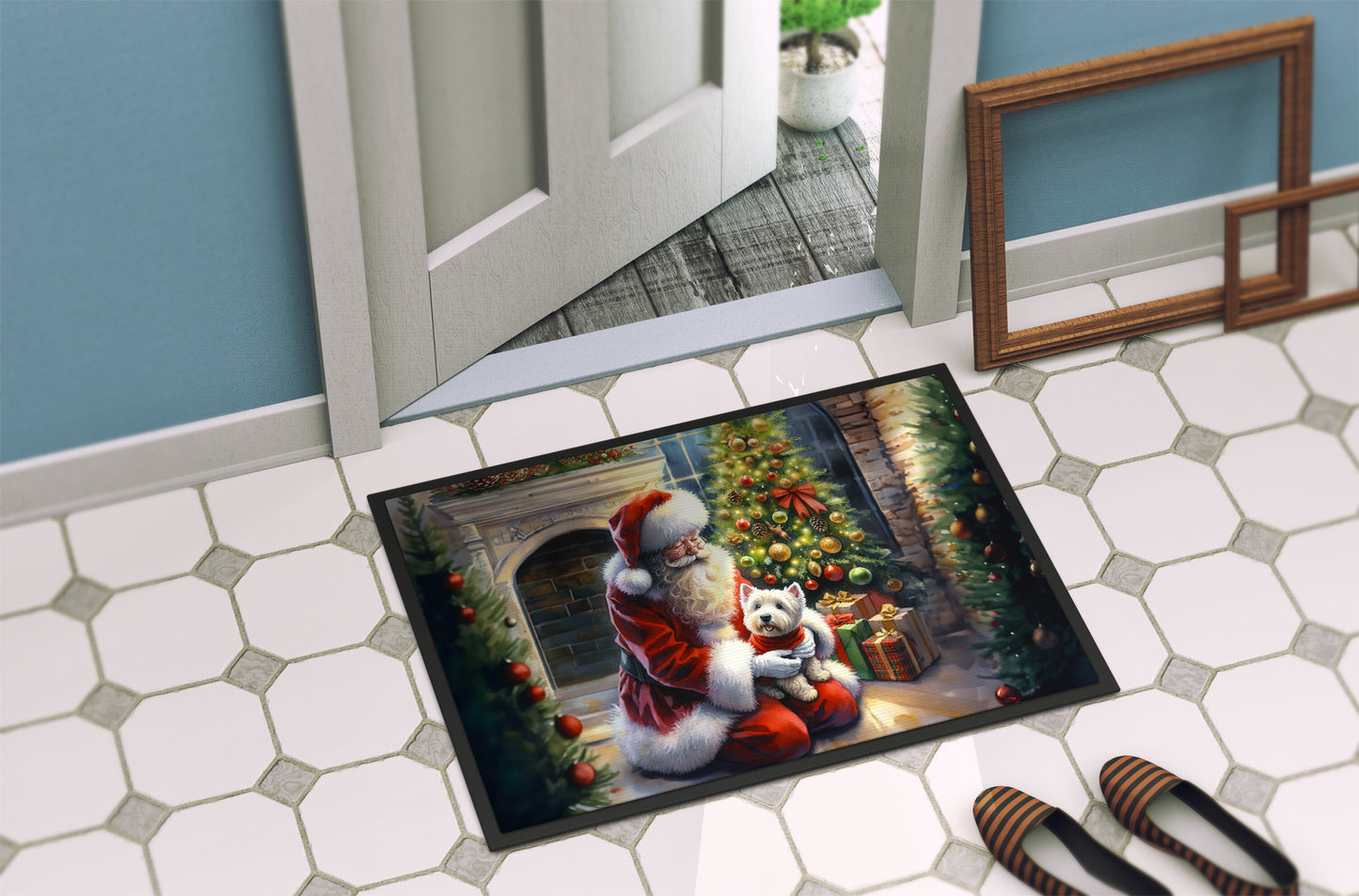 Westie and Santa Claus Doormat