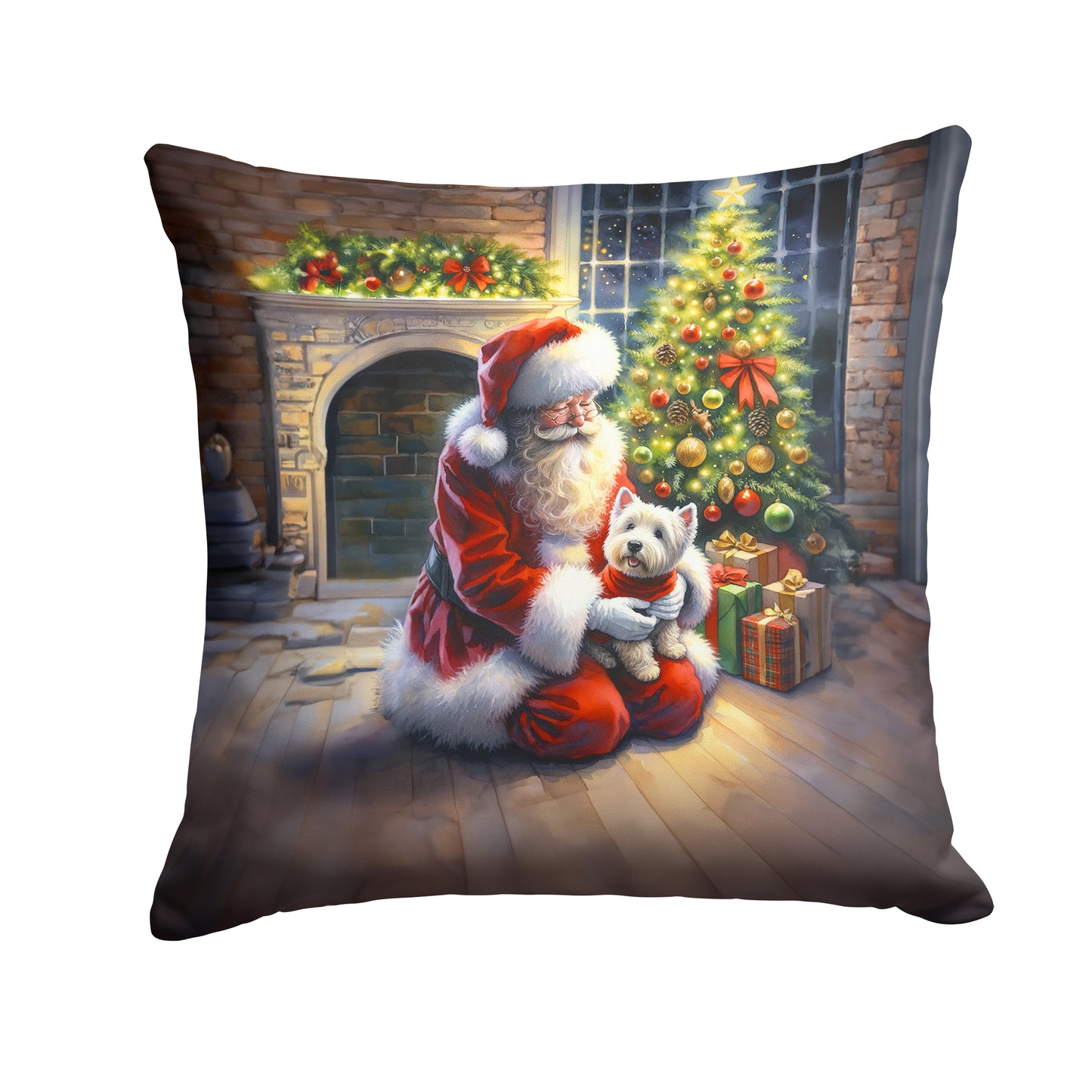 Buy this Westie and Santa Claus Throw Pillow