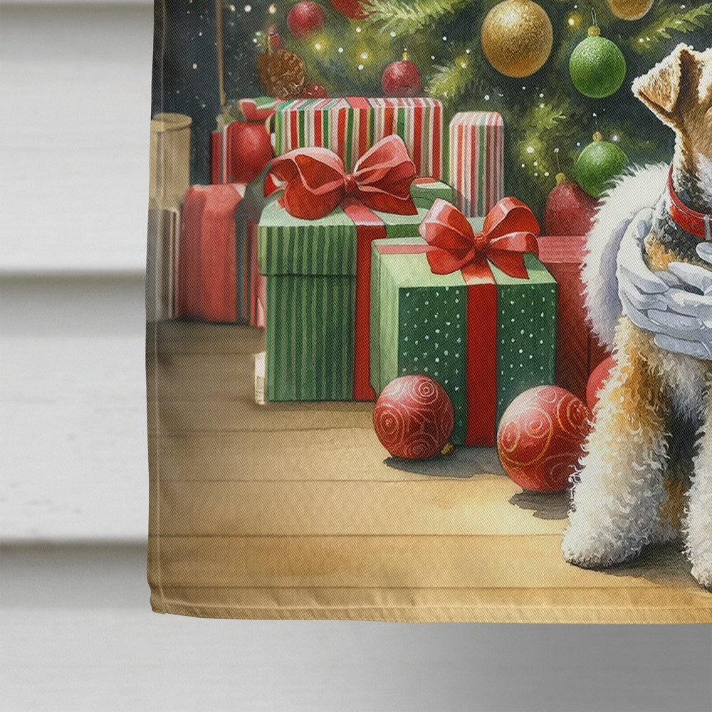 Fox Terrier and Santa Claus House Flag