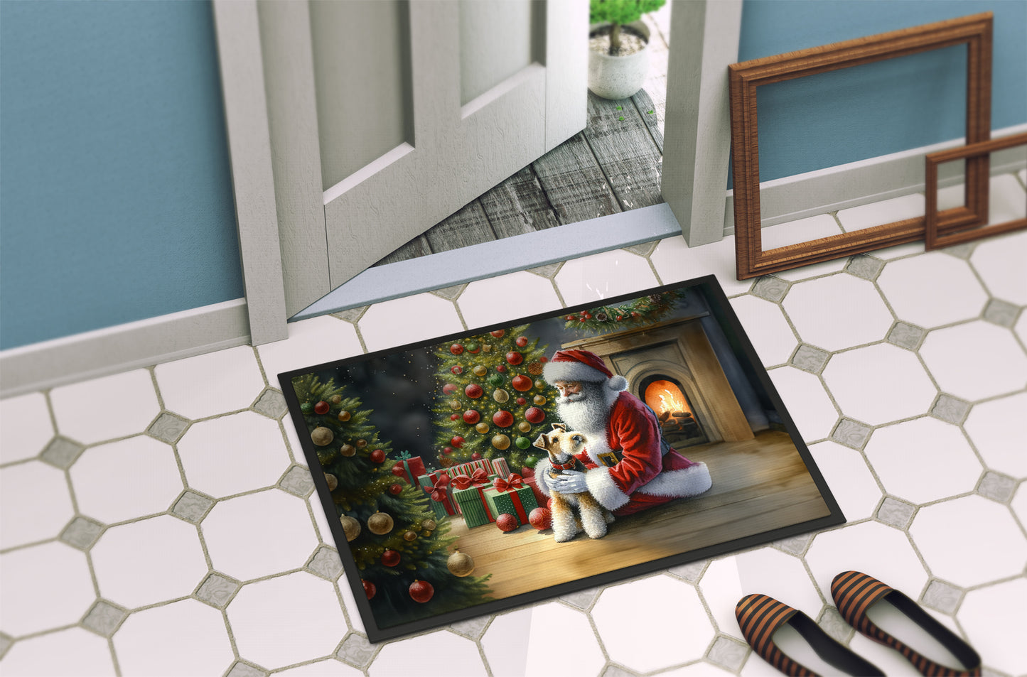 Fox Terrier and Santa Claus Doormat