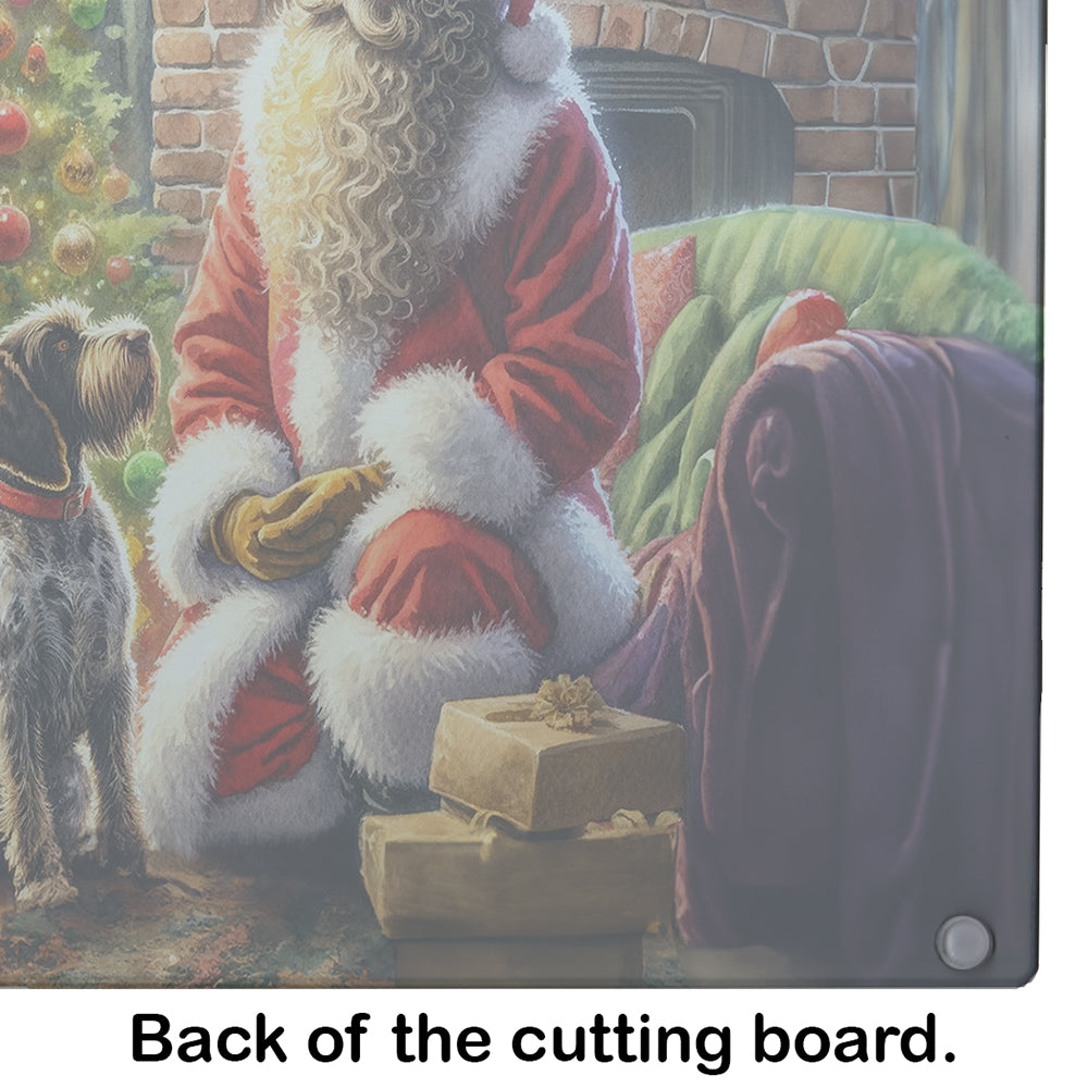 Wirehaired Pointing Griffon and Santa Claus Glass Cutting Board