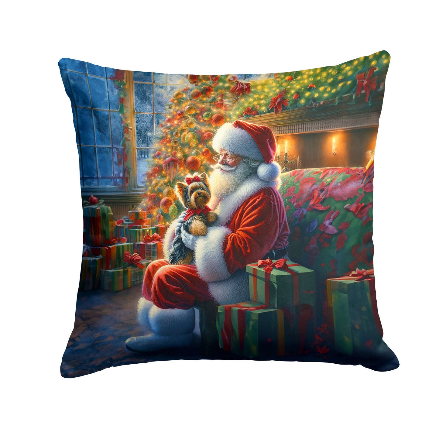 Buy this Yorkshire Terrier Yorkie and Santa Claus Throw Pillow