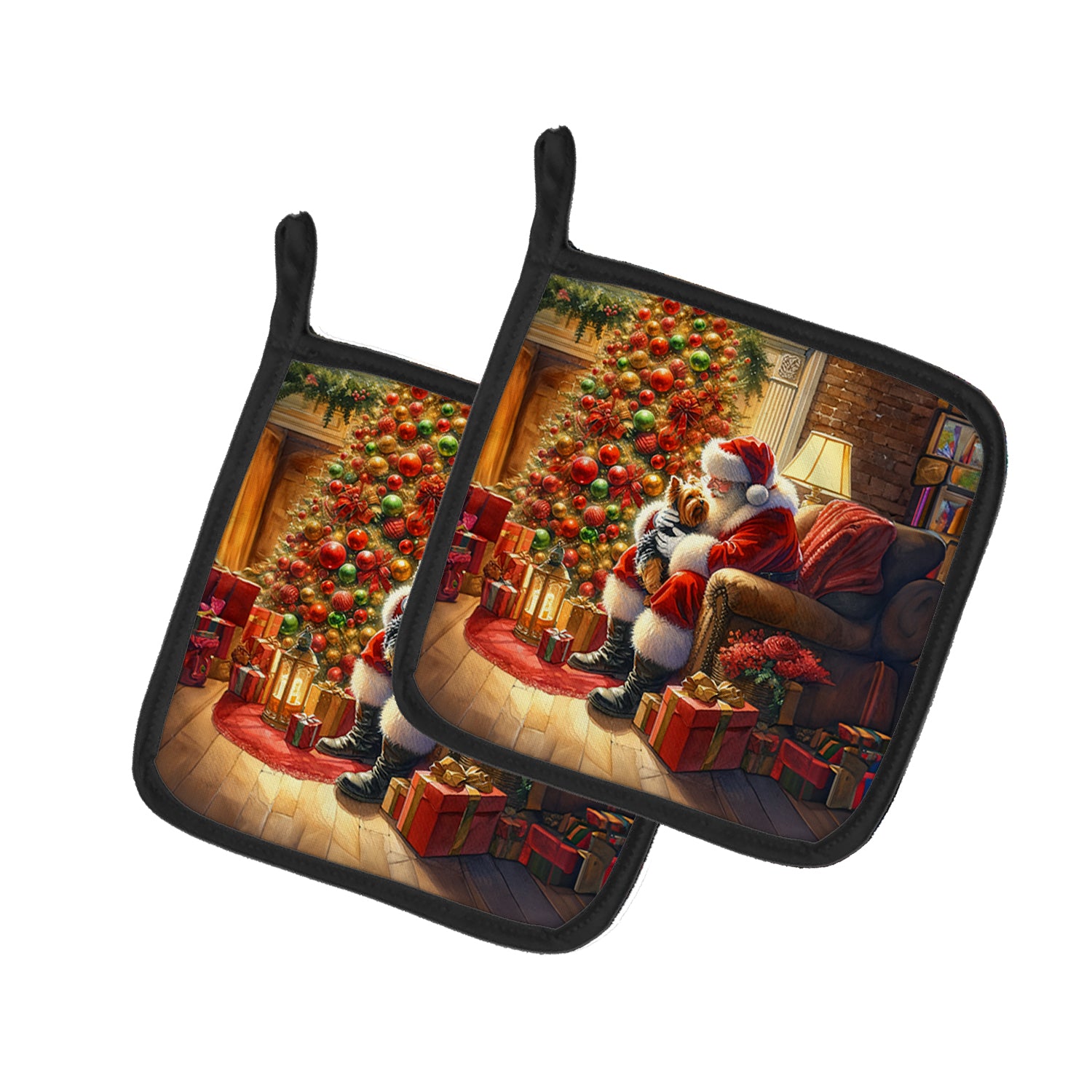 Buy this Yorkshire Terrier Yorkie and Santa Claus Pair of Pot Holders